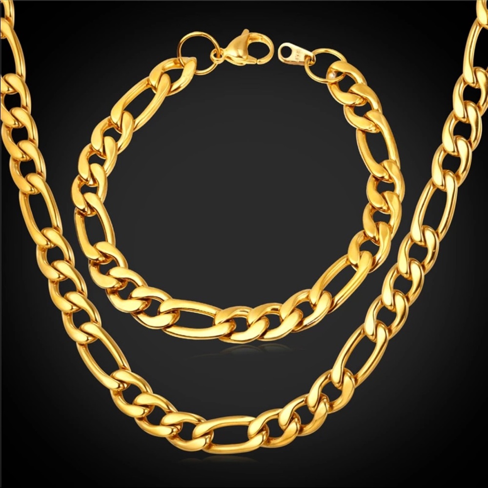Bundle 18k gold plated chain and bracelet